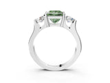 Platinum Three-Stone Fancy Green Princess Cut Cut Classic Band Prong Setting Ring_15