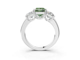 Platinum Three-Stone Fancy Green Princess Cut Cut Diamond Ring with Channel Set Band and Four-Prong Setting_27