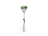 Platinum Three-Stone Fancy Green Princess Cut Diamond Ring with Pear  Side Stones in Four-Prong Setting_14