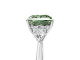 Platinum Three-Stone Fancy Green Princess Cut Diamond Ring with Pear  Side Stones in Four-Prong Setting_17