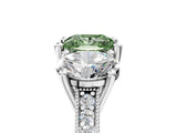 Platinum Three-Stone Fancy Green Princess  Diamond Milgrain Pave Band with Prong Setting 5