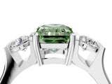 Platinum Three-Stone Fancy Green Radiant Cut Cut Classic Band Prong Setting Ring_16