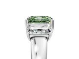 Platinum Three-Stone Fancy Green Radiant Cut Cut Diamond Ring with Channel Set Band and Four-Prong Setting_53