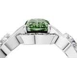 Platinum Three-Stone Fancy Green Radiant Cut Diamond Wave Pave Band with Prong Setting_34