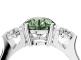 Platinum Three-Stone Fancy Green Round Cut Cut Classic Band Prong Setting Ring_10