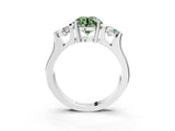 Platinum Three-Stone Fancy Green Round Cut Cut Classic Band Prong Setting Ring_9