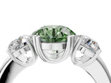 Platinum Three-Stone Fancy Green Round Cut Cut Diamond Ring with Channel Set Band and Four-Prong Setting_35