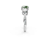 Platinum Three-Stone Fancy Green Round Cut Diamond Channel Set Engagement Ring with Prong Setting_26