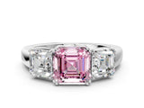 Platinum Three-Stone Fancy Pink Asscher Cut Cut Diamond Ring with Channel Set Band and Four-Prong Setting_18