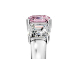 Platinum Three-Stone Fancy Pink Asscher Cut Cut Diamond Ring with Channel Set Band and Four-Prong Setting_23