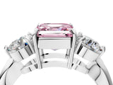 Platinum Three-Stone Fancy Pink Asscher Cut Diamond Channel Set Engagement Ring with Prong Setting_22