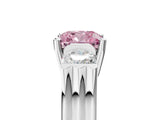 Platinum Three-Stone Fancy Pink Cushion Cut Cut Classic Band Prong Setting Ring_17