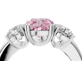 Platinum Three-Stone Fancy Pink Cushion Cut Cut Diamond Ring with Channel Set Band and Four-Prong Setting_28