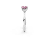 Platinum Three-Stone Fancy Pink Cushion Cut Diamond Ring with Pear  Side Stones in Four-Prong Setting_14