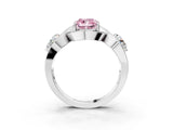 Platinum Three-Stone Fancy Pink Cushion Cut Diamond Wave Pave Band with Prong Setting_57