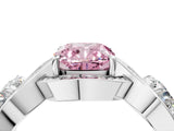 Platinum Three-Stone Fancy Pink Cushion Cut Diamond Wave Pave Band with Prong Setting_58