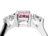 Platinum Three-Stone Fancy Pink Emerald Cut Cut Classic Band Prong Setting Ring_10