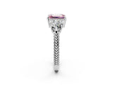 Platinum Three-Stone Fancy Pink Emerald Cut Cut Milgrain Band Prong Setting Ring_8