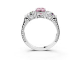 Platinum Three-Stone Fancy Pink Emerald Cut Cut Milgrain Band Prong Setting Ring_9