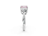 Platinum Three-Stone Fancy Pink Emerald Cut Diamond Channel Set Engagement Ring with Prong Setting_20