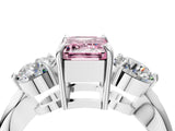 Platinum Three-Stone Fancy Pink Emerald Cut Diamond Channel Set Engagement Ring with Prong Setting_22