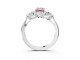 Platinum Three-Stone Fancy Pink Emerald Cut Diamond Ring with Pear  Side Stones in Four-Prong Setting_15