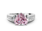 Platinum Three-Stone Fancy Pink Heart Cut Cut Diamond Ring with Trillion Side Stones on a Split Shank Band_48
