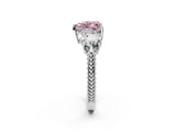 Platinum Three-Stone Fancy Pink Heart Cut Cut Milgrain Band Prong Setting Ring_80