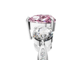 Platinum Three-Stone Fancy Pink Heart Cut Diamond Channel Set Engagement Ring with Prong Setting_24