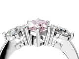 Platinum Three-Stone Fancy Pink Marquise  Brilliant Cut Solitaire Ring with Prong Setting on a Classic Band 4