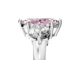 Platinum Three-Stone Fancy Pink Marquise  Brilliant Cut Solitaire Ring with Prong Setting on a Classic Band 5