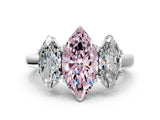 Platinum Three-Stone Fancy Pink Marquise Cut Cut Diamond Ring with Channel Set Band and Four-Prong Setting_30