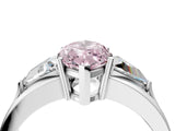 Platinum Three-Stone Fancy Pink Marquise Cut Cut Diamond Ring with Trillion Side Stones on a Split Shank Band_16