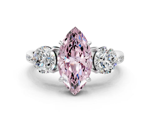 Platinum Three-Stone Fancy Pink Marquise Cut Diamond Channel Set Engagement Ring with Prong Setting_24
