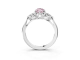 Platinum Three-Stone Fancy Pink Marquise Cut Diamond Ring with Pear  Side Stones in Four-Prong Setting_15
