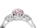 Platinum Three-Stone Fancy Pink Marquise Cut Diamond Ring with Pear  Side Stones in Four-Prong Setting_16