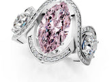 Platinum Three-Stone Fancy Pink Marquise Cut Diamond Wave Pave Band with Prong Setting_79