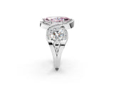 Platinum Three-Stone Fancy Pink Marquise Cut Diamond Wave Pave Band with Prong Setting_80