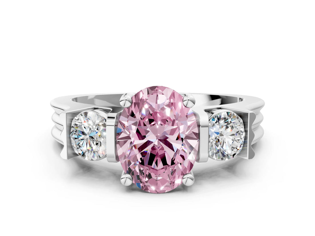 Platinum Three-Stone Fancy Pink Oval Cut Cut Classic Band Prong Setting Ring_6