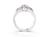 Platinum Three-Stone Fancy Pink Oval Cut Cut Diamond Ring with Trillion Side Stones on a Split Shank Band_15