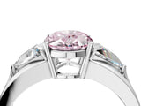 Platinum Three-Stone Fancy Pink Oval Cut Cut Diamond Ring with Trillion Side Stones on a Split Shank Band_40