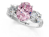 Platinum Three-Stone Fancy Pink Oval Cut Cut Milgrain Band Prong Setting Ring_19