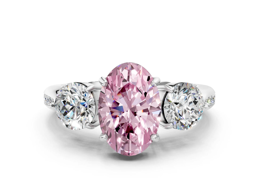 Platinum Three-Stone Fancy Pink Oval Cut Diamond Channel Set Engagement Ring with Prong Setting_18