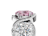 Platinum Three-Stone Fancy Pink Oval Cut Diamond Wave Pave Band with Prong Setting_11