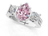 Platinum Three-Stone Fancy Pink Pear Cut Cut Classic Band Prong Setting Ring_7