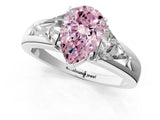 Platinum Three-Stone Fancy Pink Pear Cut Cut Diamond Ring with Trillion Side Stones on a Split Shank Band_13