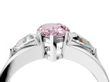 Platinum Three-Stone Fancy Pink Pear Cut Cut Diamond Ring with Trillion Side Stones on a Split Shank Band_16