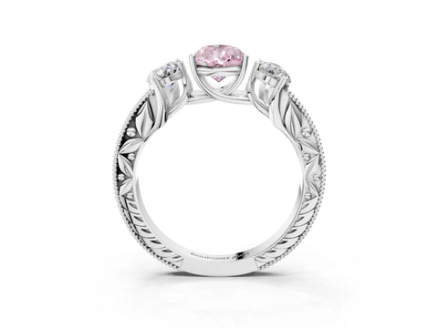 Platinum Three-Stone Fancy Pink Pear Cut Cut Milgrain Pavé Engagement Ring_21
