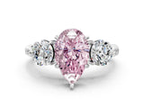 Platinum Three-Stone Fancy Pink Pear Cut Diamond Channel Set Engagement Ring with Prong Setting_25