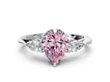 Platinum Three-Stone Fancy Pink Pear Cut Diamond Ring with Pear  Side Stones in Four-Prong Setting_12